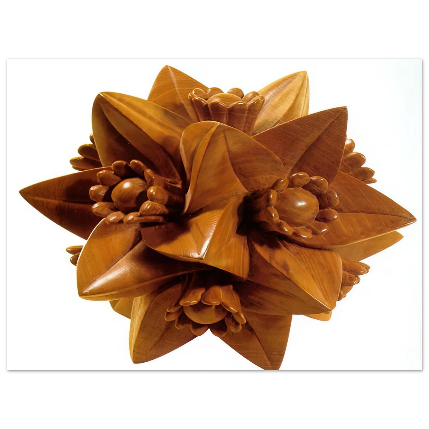 MC Escher - POLYHEDRON WITH FLOWERS Wall Art - 21x29.7 cm / 8x12" - Premium Wooden Framed Poster With Fine Art Paper-canvas - Black frame