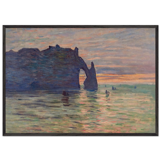 Etretat Sunset - claude monet 70x100 cm / 28x40 inches Framed Art Print – Black Wooden Frame