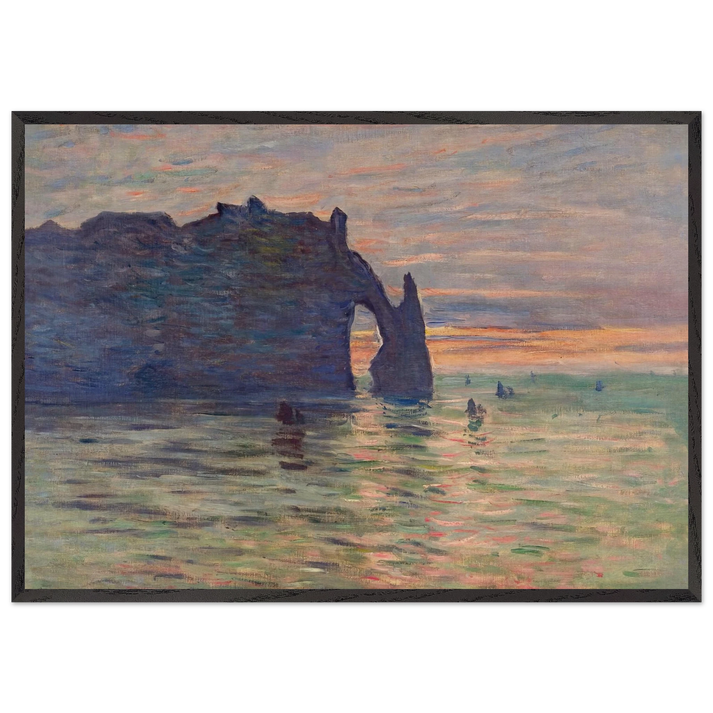 Etretat Sunset - claude monet 70x100 cm / 28x40 inches Framed Art Print – Black Wooden Frame