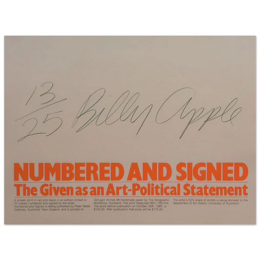 Billy Apple - Numbered and Signed - 1980  75x100 cm / 30x40inches Fine Art Poster