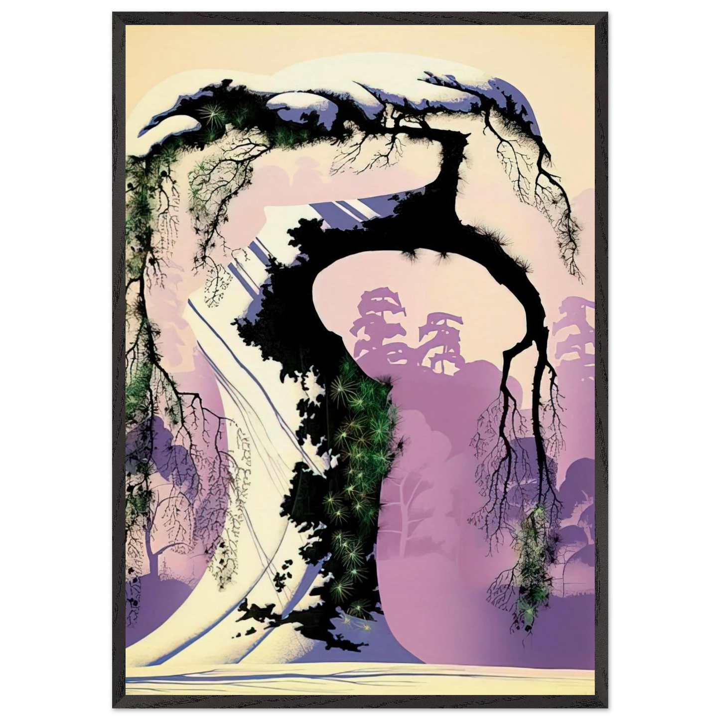 Norway Pine - Eyvind Earle 70x100 cm / 28x40 inches Framed Art Print – Black Wooden Frame