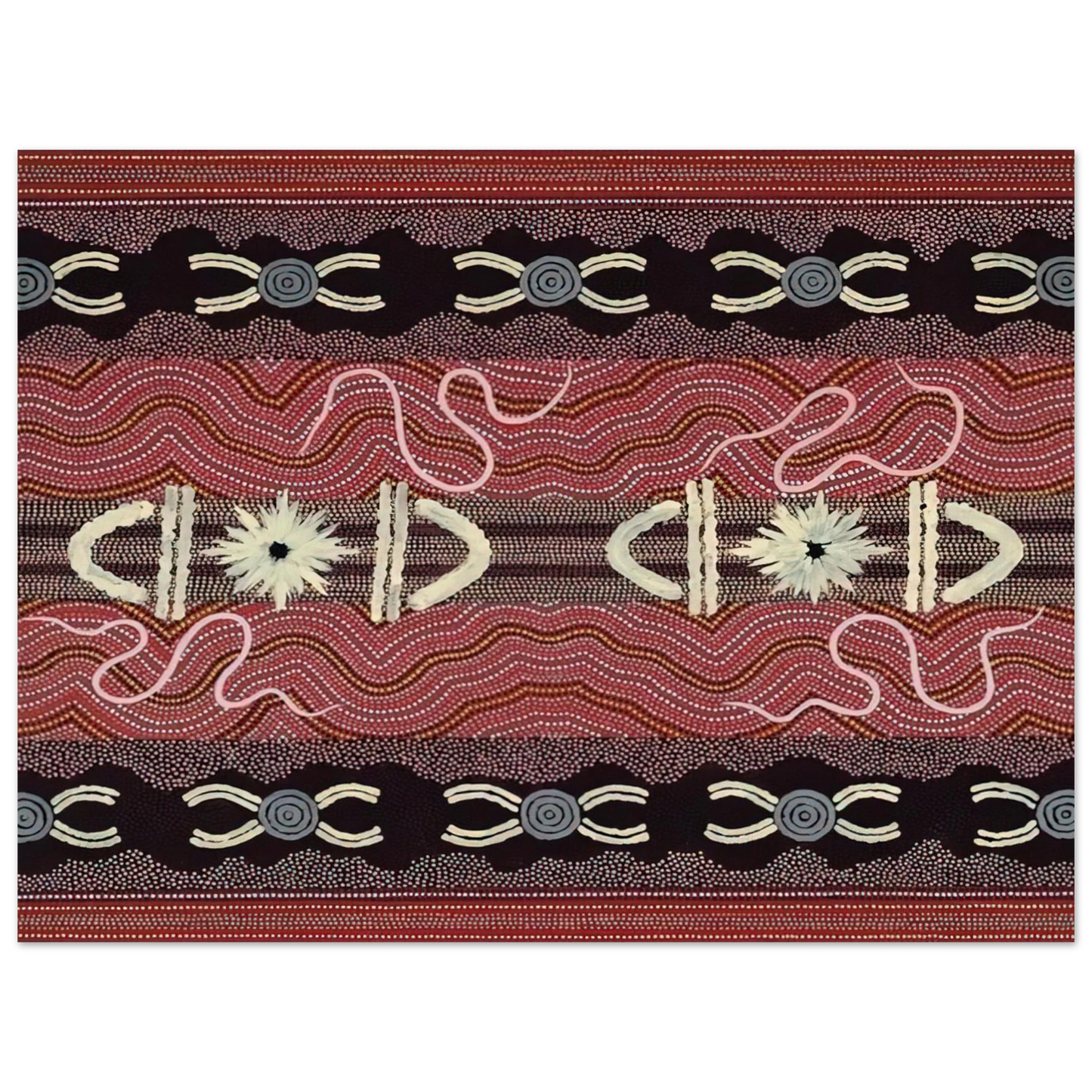 Clifford Possum Tjapaltjarri - Men's Initiation, Spider Dreaming - 1999  75x100 cm / 30x40inches Fine Art Poster