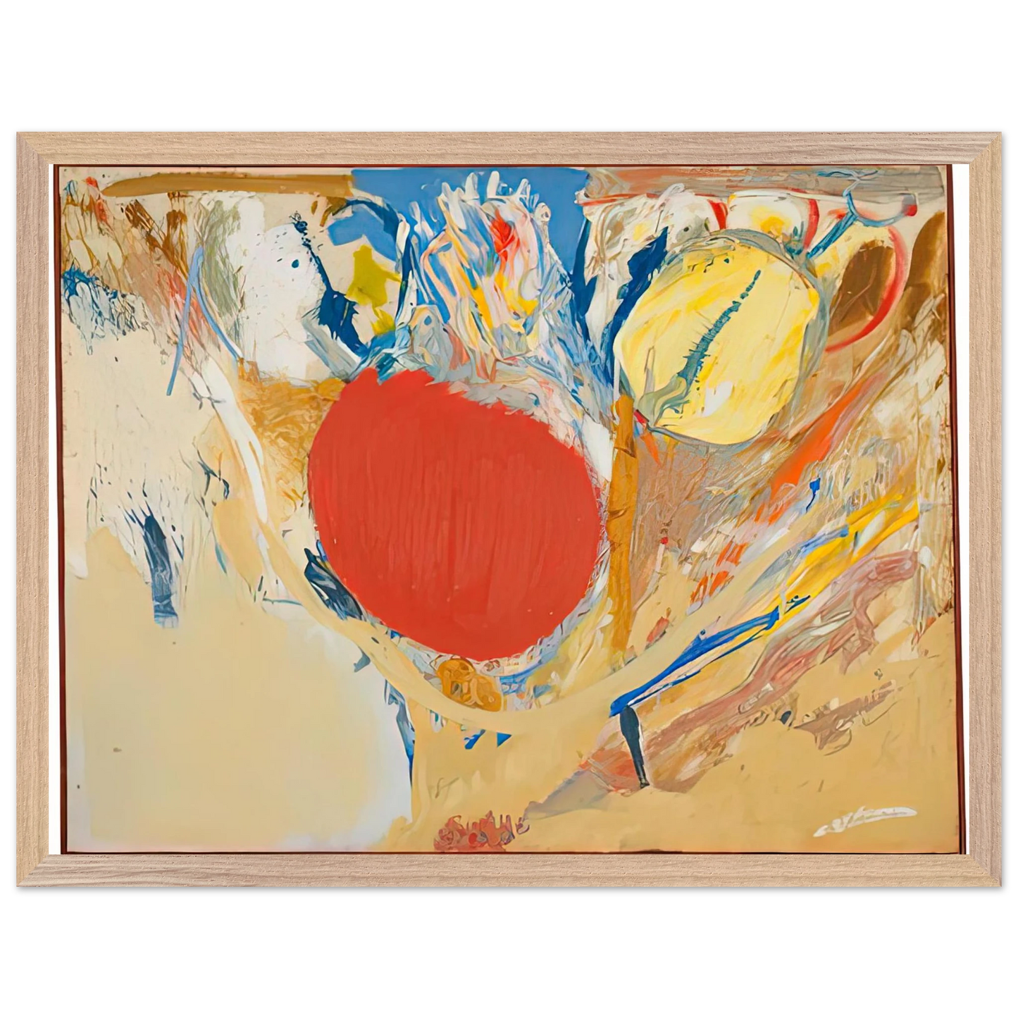 Helen Frankenthaler - Break Through, 1956- Wall Art - 60x80 cm / 24x32 inches - Premium Wooden Framed Poster With Fine Art Paper-canvas - White frame