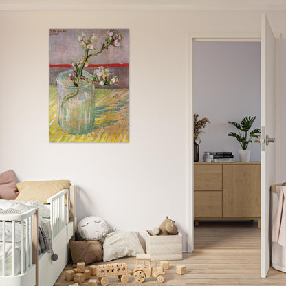 Blossoming Almond Branch in a Glass - Vincent van Gogh Brushed Aluminum Print - 70x100 cm / 28x40 inches | Vincent van Gogh Aluminum Print | Vincent van Gogh Prints