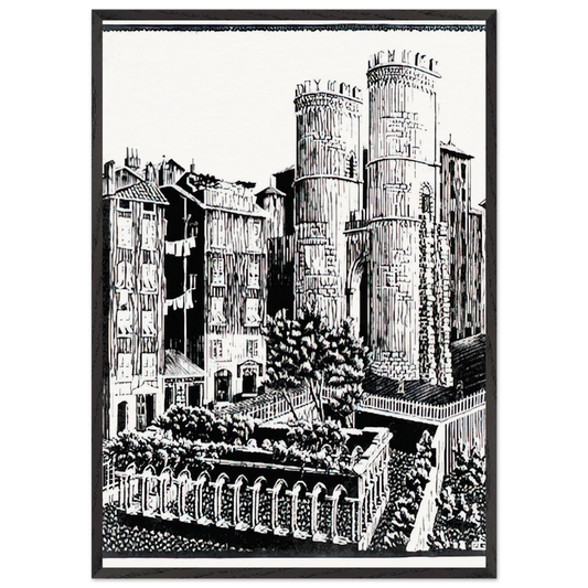 ESCHER 25 - MC Escher 70x100 cm / 28x40 inches Framed Art Print – Black Wooden Frame | Maurits Cornelis Escher Prints