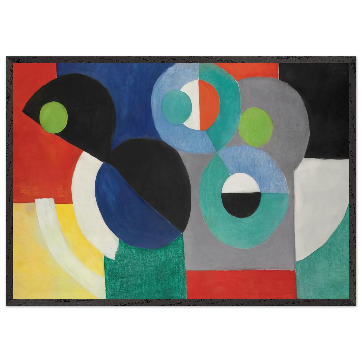 RYTHME COLORE - Sonia Delaunay 70x100 cm / 28x40 inches Framed Art Print – Black Wooden Frame