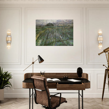Wheat Field in Rain - Vincent van Gogh Brushed Aluminum Print - 70x100 cm / 28x40 inches | Vincent van Gogh Aluminum Print | Vincent van Gogh Prints