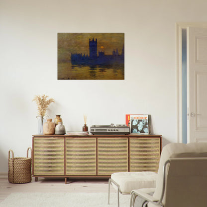 Houses of Parliament, Sunset 02 - claude monet Brushed Aluminum Print - 70x100 cm / 28x40 inches | claude monet Aluminum Print | claude monet Prints