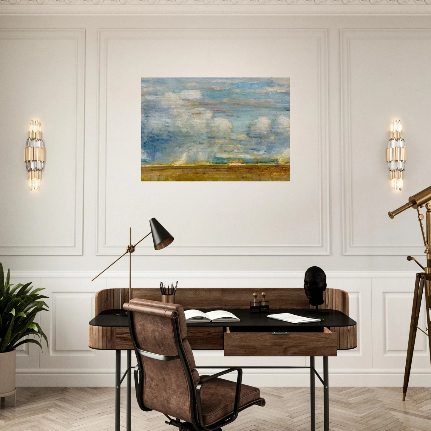 Clouds also known as Rain Clouds over Oregon Desert - Childe Hassam Brushed Aluminum Print - 70x100 cm / 28x40 inches | Childe Hassam Aluminum Print | Childe Hassam Prints
