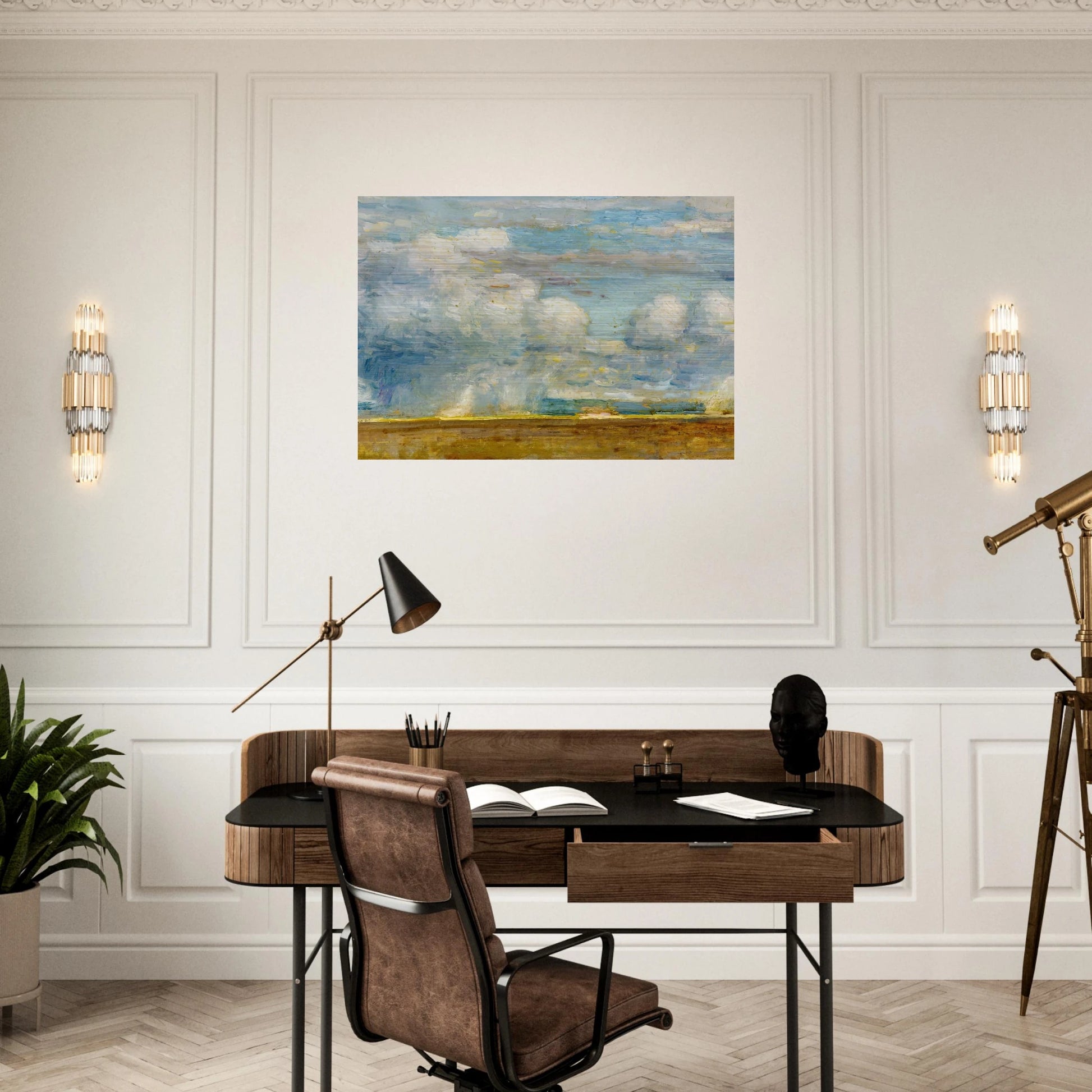 Clouds also known as Rain Clouds over Oregon Desert - Childe Hassam Brushed Aluminum Print - 70x100 cm / 28x40 inches | Childe Hassam Aluminum Print | Childe Hassam Prints