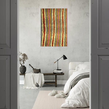 Ceremonial Paint Floor Napperby - 2001 - Clifford Possum Tjapaltjarri Brushed Aluminum Print - 70x100 cm / 28x40 inches | Clifford Possum Tjapaltjarri Aluminum Print | Clifford Possum Tjapaltjarri Prints