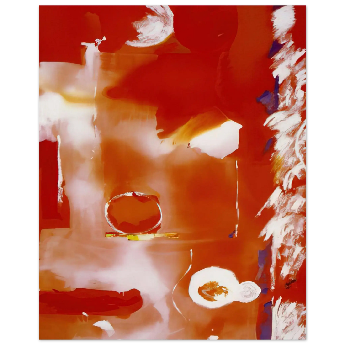 Helen Frankenthaler - Seeing the Moon on a Hot Summer Day - 1987 Wall art - 27x35 cm / 11x14 Inches - Premium Wooden Framed Poster With Fine Art Paper - White frame