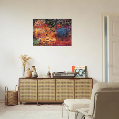 CUT PEACH BLUE VASE 1993 - Janet Fish Brushed Aluminum Print - 70x100 cm / 28x40 inches | Janet Fish Aluminum Print | Janet Fish Prints