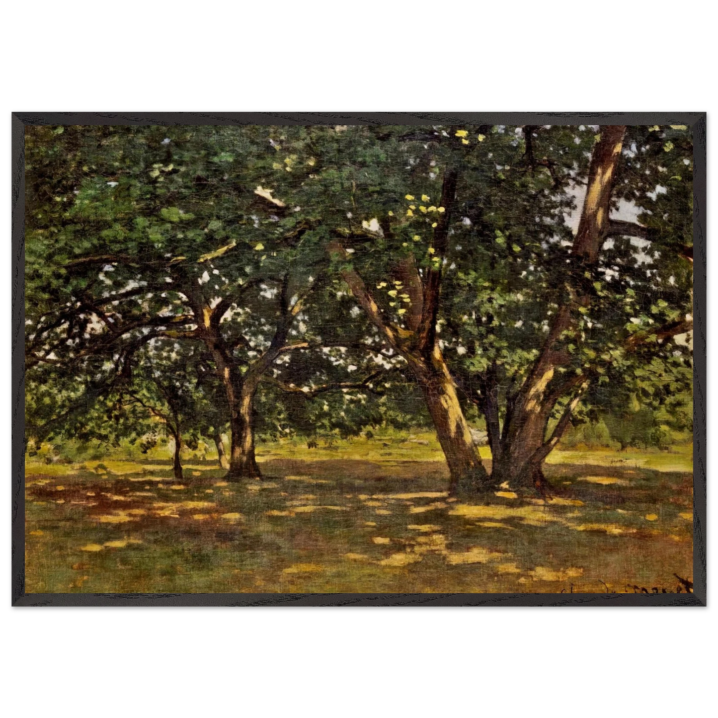 Fontainebleau Forest - claude monet 70x100 cm / 28x40 inches Framed Art Print – Black Wooden Frame