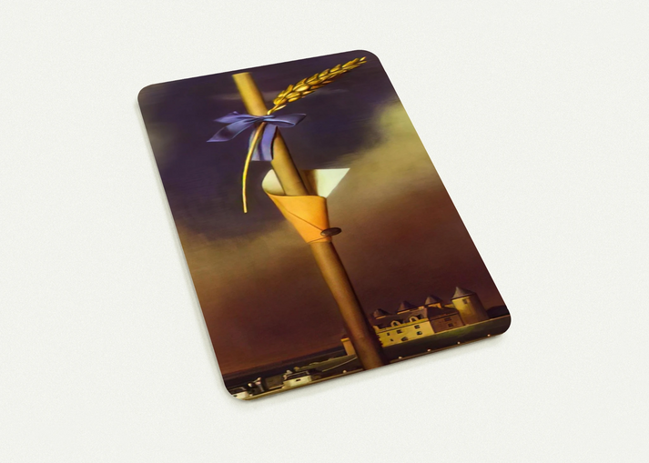 BLUE KNOT AND EAR OF WHEAT NEXT TO THE CASTLE By Salvador Dali Pack of 10 Post Cards | Salvador Dali Post Cards | A6 (10.5 x 14.8 cm) - 4.1 x 5.8 inches