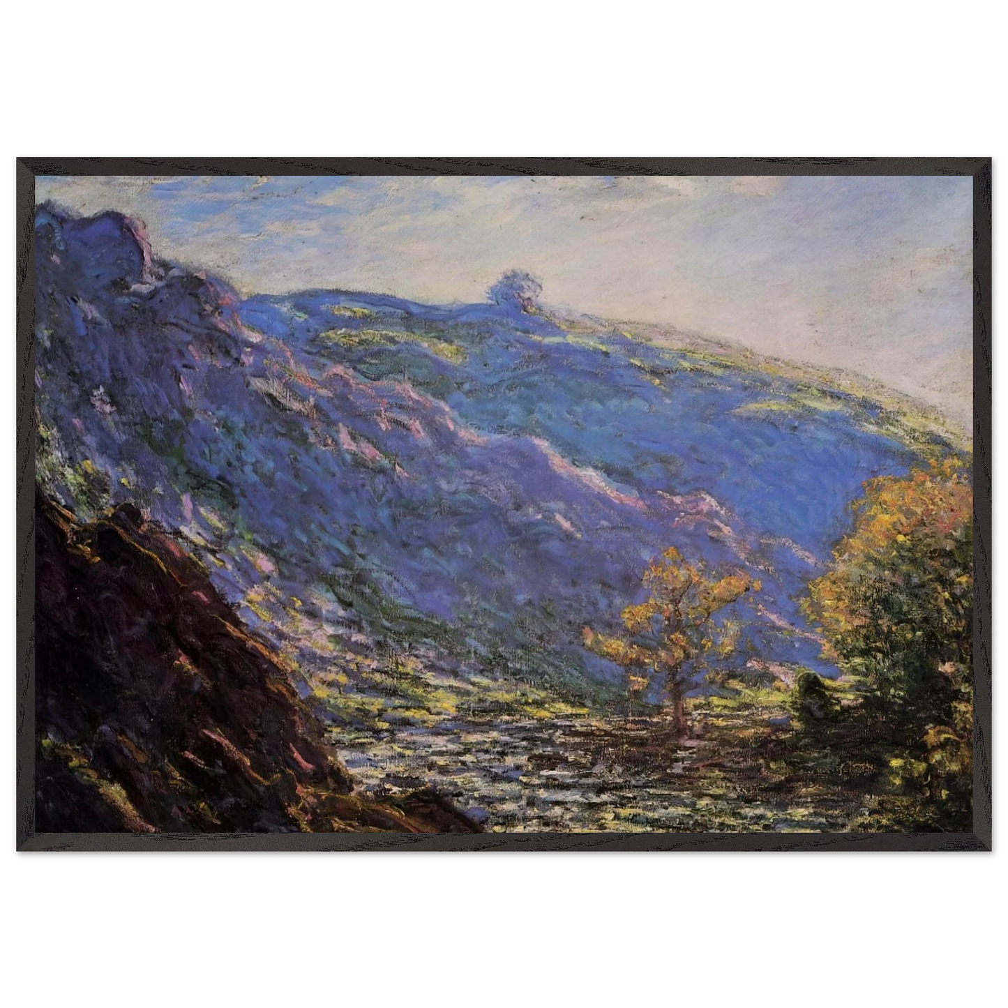The Old Tree Sunlight on the Petit Cruese - claude monet 70x100 cm / 28x40 inches Framed Art Print – Black Wooden Frame