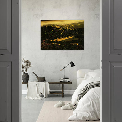 Santa Cruz Mountains - Eyvind Earle Brushed Aluminum Print - 70x100 cm / 28x40 inches | Eyvind Earle Aluminum Print | Eyvind Earle Prints