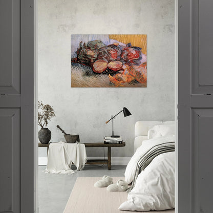 Still Life with Red Cabbages and Onions - Vincent van Gogh Brushed Aluminum Print - 70x100 cm / 28x40 inches | Vincent van Gogh Aluminum Print | Vincent van Gogh Prints