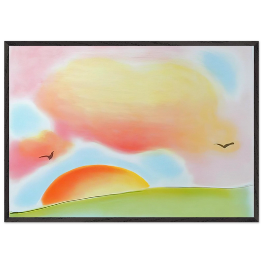 FREEDOM 1980 - Peter Max 70x100 cm / 28x40 inches Framed Art Print – Black Wooden Frame