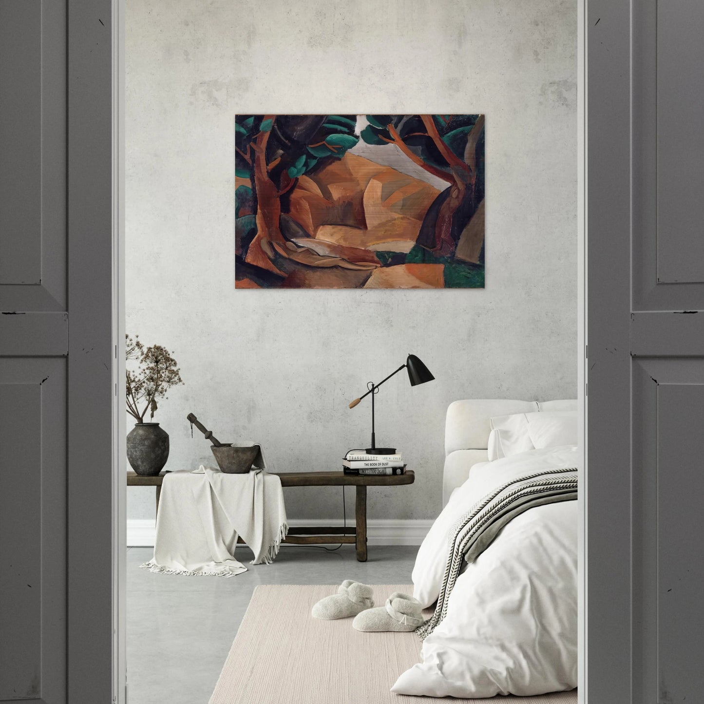 Paysage aux deux figures - 1908  France - Pablo Picasso Brushed Aluminum Print - 70x100 cm / 28x40 inches | Pablo Picasso Aluminum Print | Pablo Picasso Prints