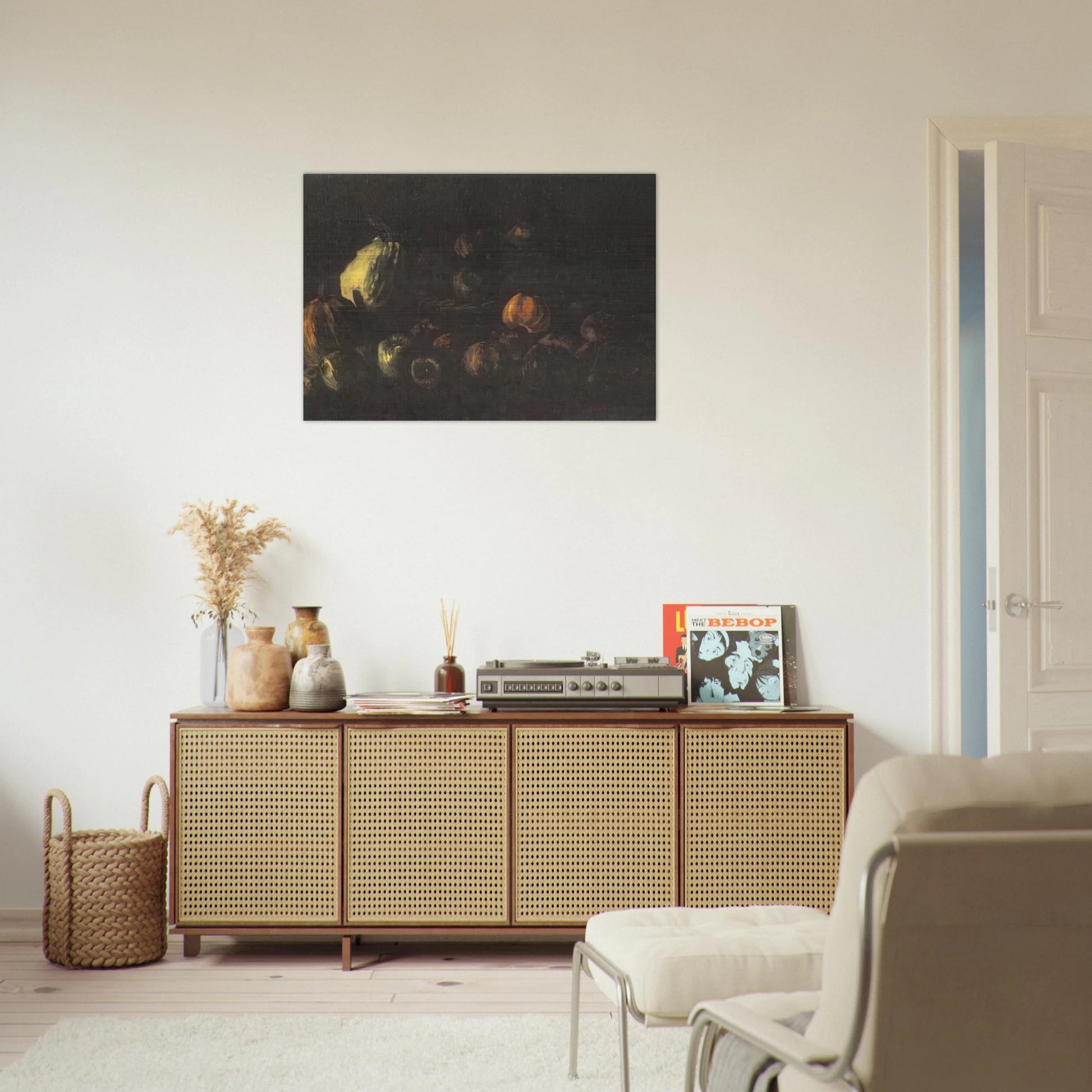 Still life with a basket of apples and two pumpkins - Vincent van Gogh Brushed Aluminum Print - 70x100 cm / 28x40 inches | Vincent van Gogh Aluminum Print | Vincent van Gogh Prints