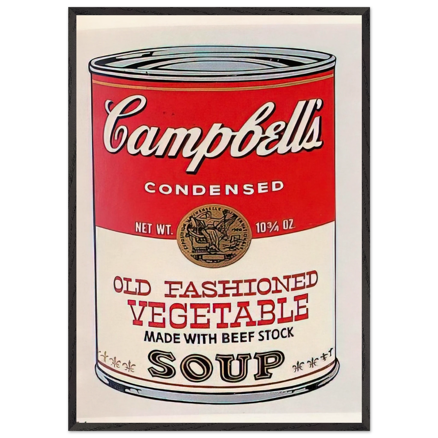 Campbells Soup Can  Old Fashioned Vegetable  - Andy Warhol 70x100 cm / 28x40 inches Framed Art Print – Black Wooden Frame