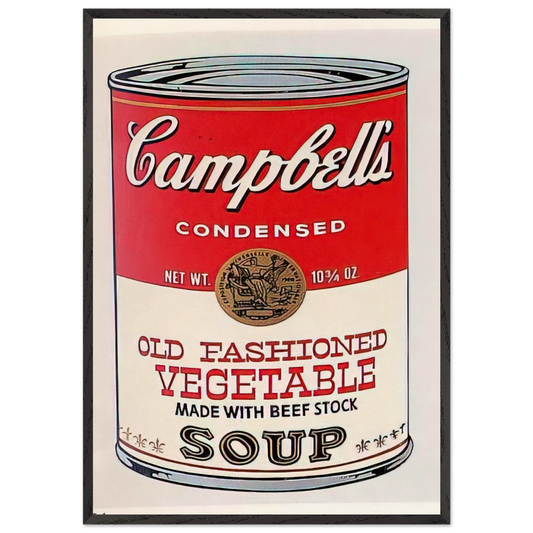 Campbells Soup Can  Old Fashioned Vegetable  - Andy Warhol 70x100 cm / 28x40 inches Framed Art Print – Black Wooden Frame