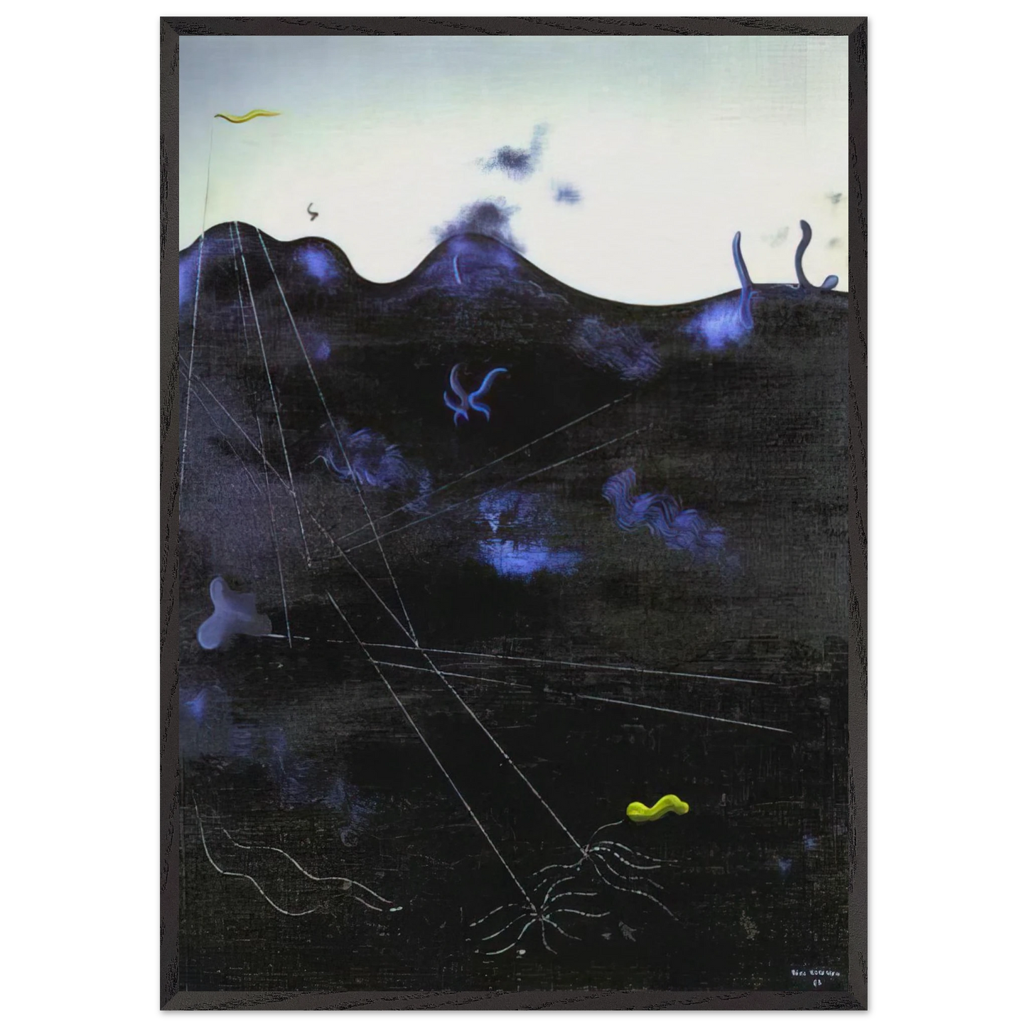 Blue Bed - Yves Tanguy 70x100 cm / 28x40 inches Framed Art Print – Black Wooden Frame