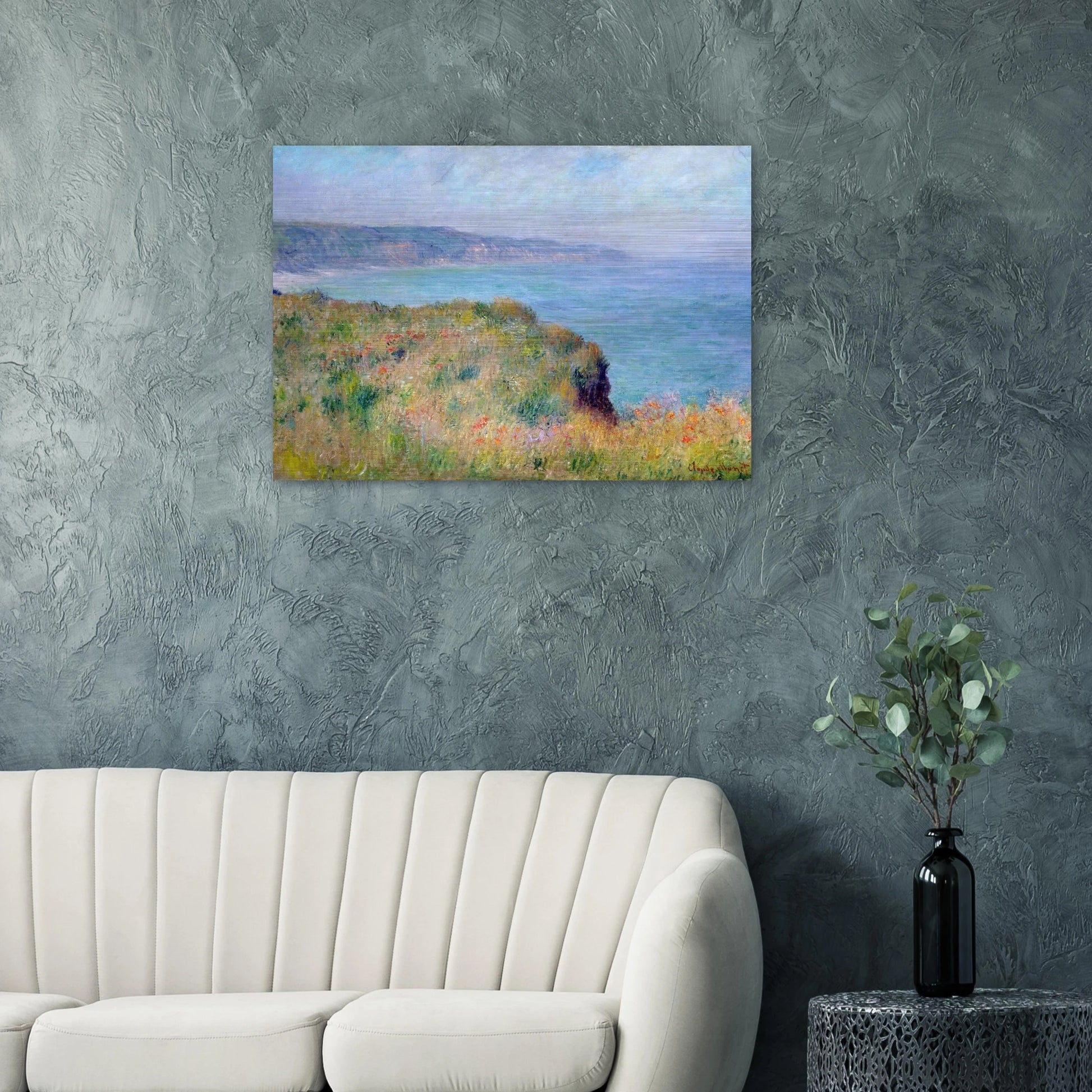 Cliff near Pourville - claude monet Brushed Aluminum Print - 70x100 cm / 28x40 inches | claude monet Aluminum Print | claude monet Prints