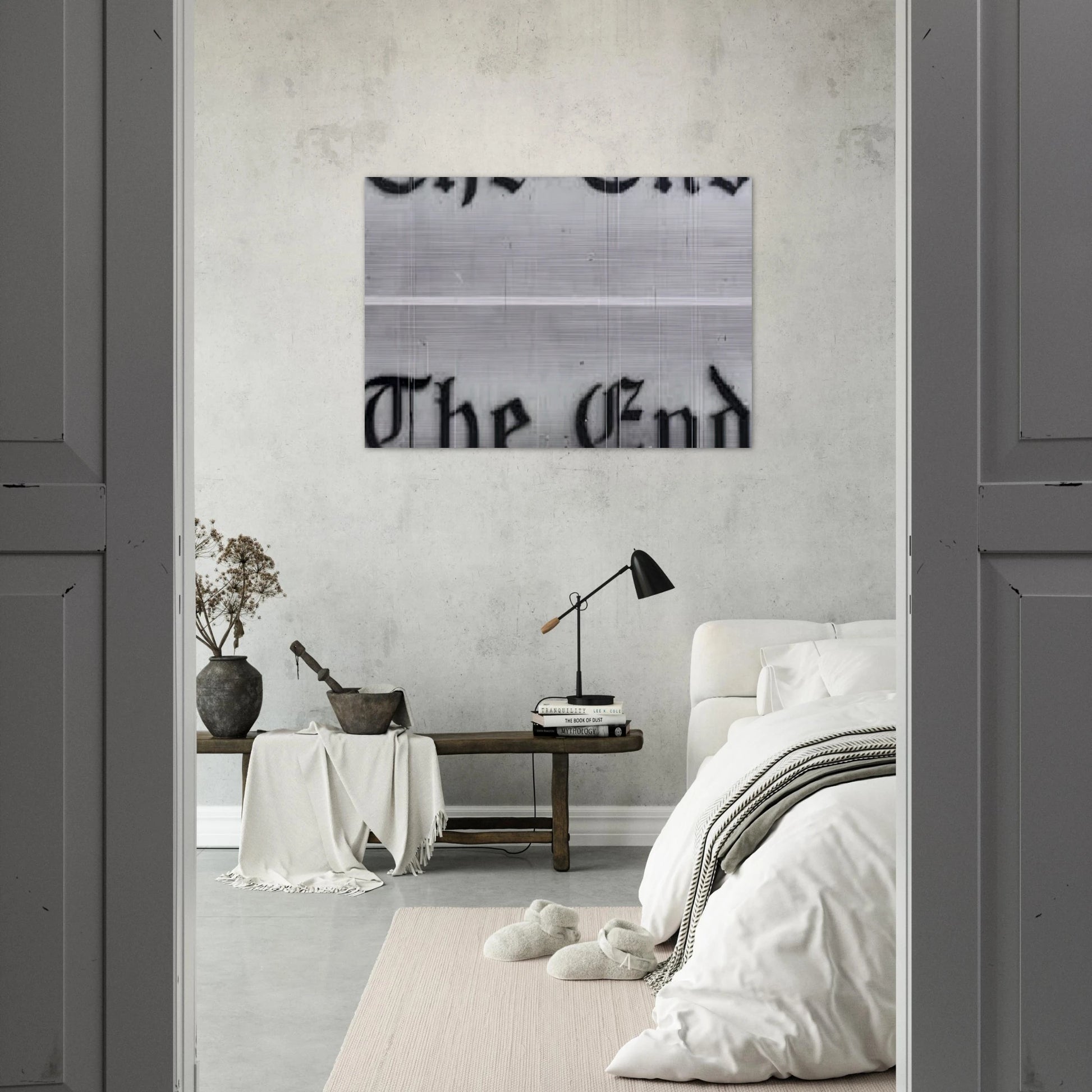 THE END 1991 - Edward Ruscha Brushed Aluminum Print - 70x100 cm / 28x40 inches | Edward Ruscha Aluminum Print | Edward Ruscha Prints
