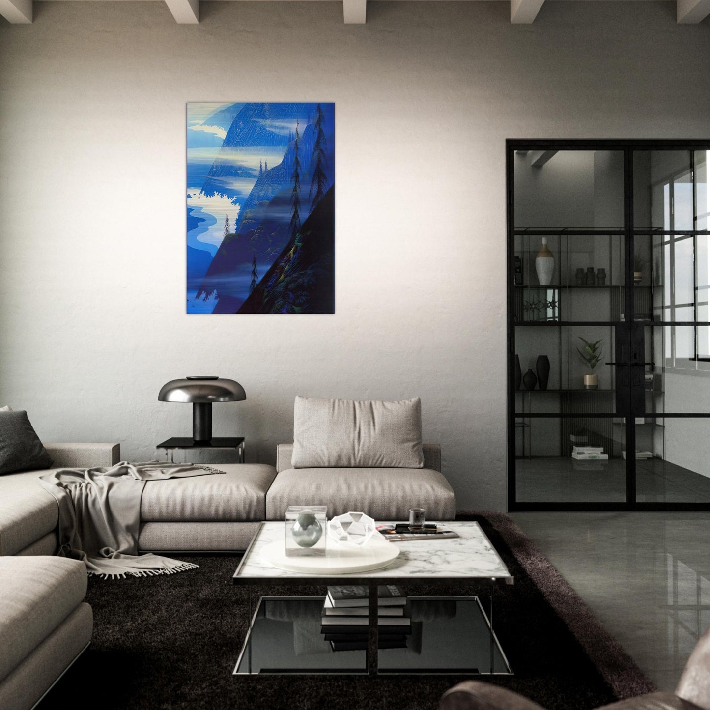Stardust blue - Eyvind Earle Brushed Aluminum Print - 70x100 cm / 28x40 inches | Eyvind Earle Aluminum Print | Eyvind Earle Prints