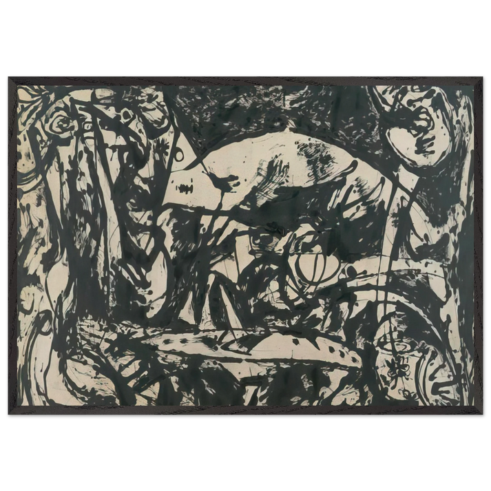 NUMBER 14 - Jackson Pollock 70x100 cm / 28x40 inches Framed Art Print – Black Wooden Frame