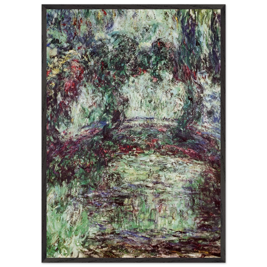 The Japanese Bridge 2 - claude monet 70x100 cm / 28x40 inches Framed Art Print – Black Wooden Frame