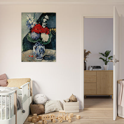 Still life, Delft vase with flowers - Paul Cézanne Brushed Aluminum Print - 70x100 cm / 28x40 inches | Paul Cézanne Aluminum Print | Paul Cézanne Prints