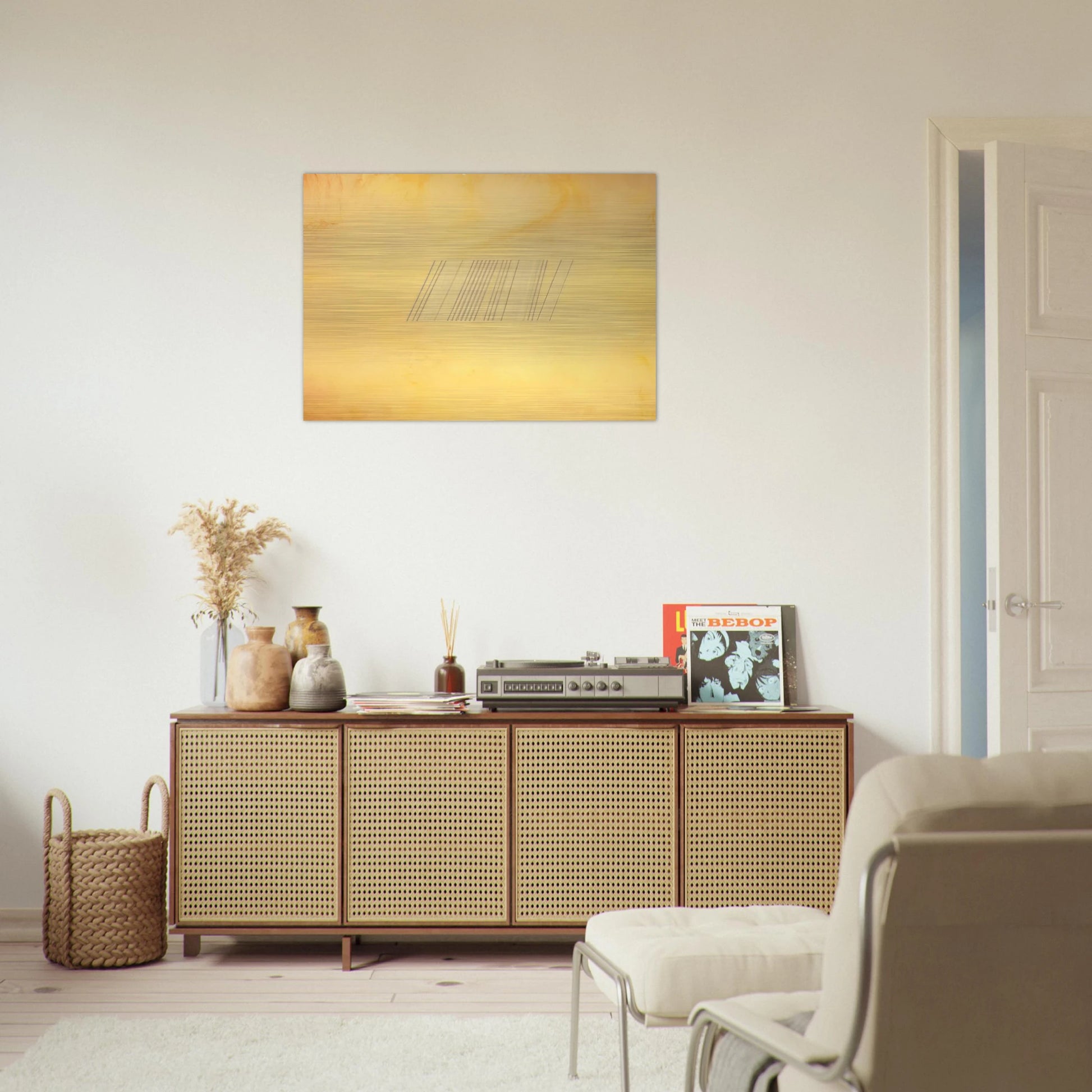 Blue Line Painting - 1969 - Ronnie Landfield Brushed Aluminum Print - 70x100 cm / 28x40 inches | Ronnie Landfield Aluminum Print | Ronnie Landfield Prints