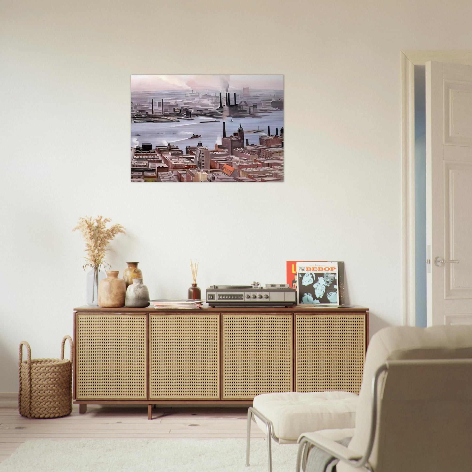 East River from the Thirtieth Story of the Shelton Hotel - Georgia O'Keeffe Brushed Aluminum Print - 70x100 cm / 28x40 inches | Georgia O'Keeffe Aluminum Print | Georgia O'Keeffe Prints