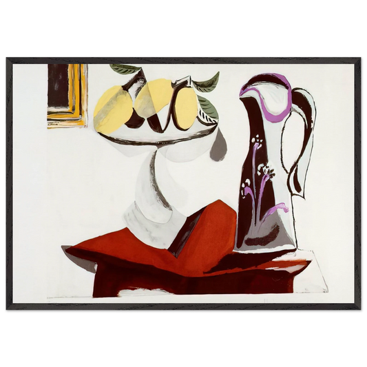 Still life with lemon and jug - Pablo Picasso 70x100 cm / 28x40 inches Framed Art Print – Black Wooden Frame