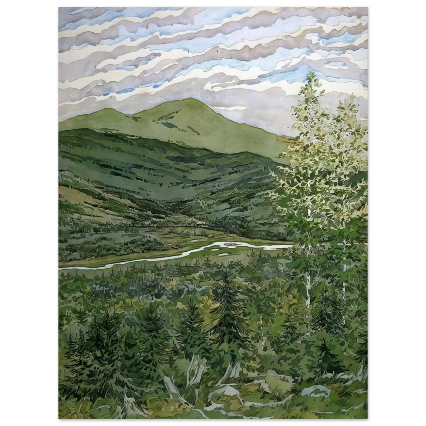 Neil Welliver - Briggs Meadow - 1977  75x100 cm / 30x40inches Fine Art Poster