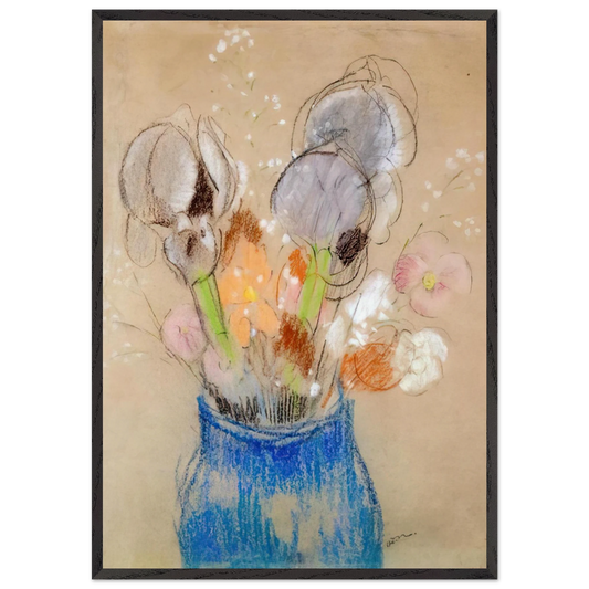 BOUQUET OF FLOWERS 4 - Odilon Redon 70x100 cm / 28x40 inches Framed Art Print – Black Wooden Frame
