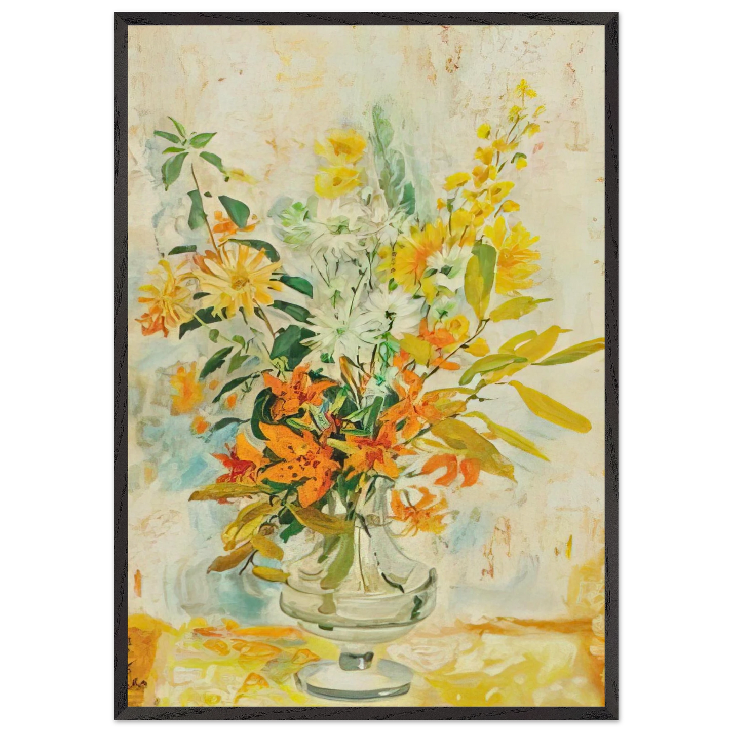 Yellow Lilies - Post-Impressionism - Le Pho 70x100 cm / 28x40 inches Framed Art Print – Black Wooden Frame