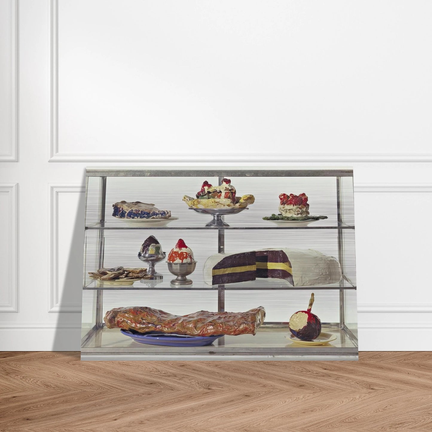PASTRY CASE I 1962 - Claes Oldenburg Brushed Aluminum Print - 70x100 cm / 28x40 inches | Claes Oldenburg Aluminum Print | Claes Oldenburg Prints