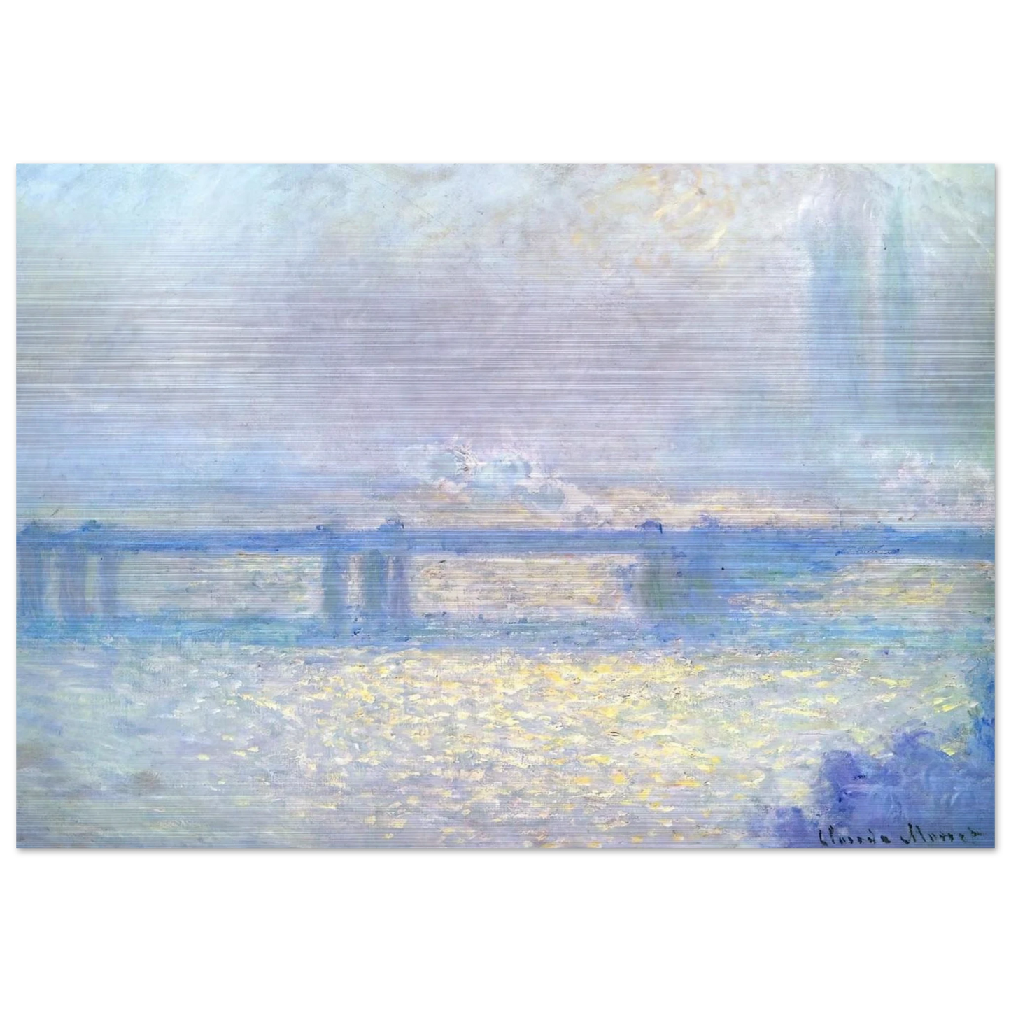 Charing Cross Bridge, Overcast Weather - claude monet Brushed Aluminum Print - 70x100 cm / 28x40 inches | claude monet Aluminum Print | claude monet Prints