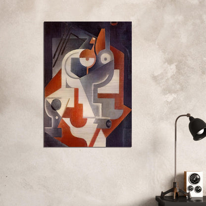 NEWSPAPER GLASS AND PEAR 1917 - Juan Gris Brushed Aluminum Print - 70x100 cm / 28x40 inches | Juan Gris Aluminum Print | Juan Gris Prints