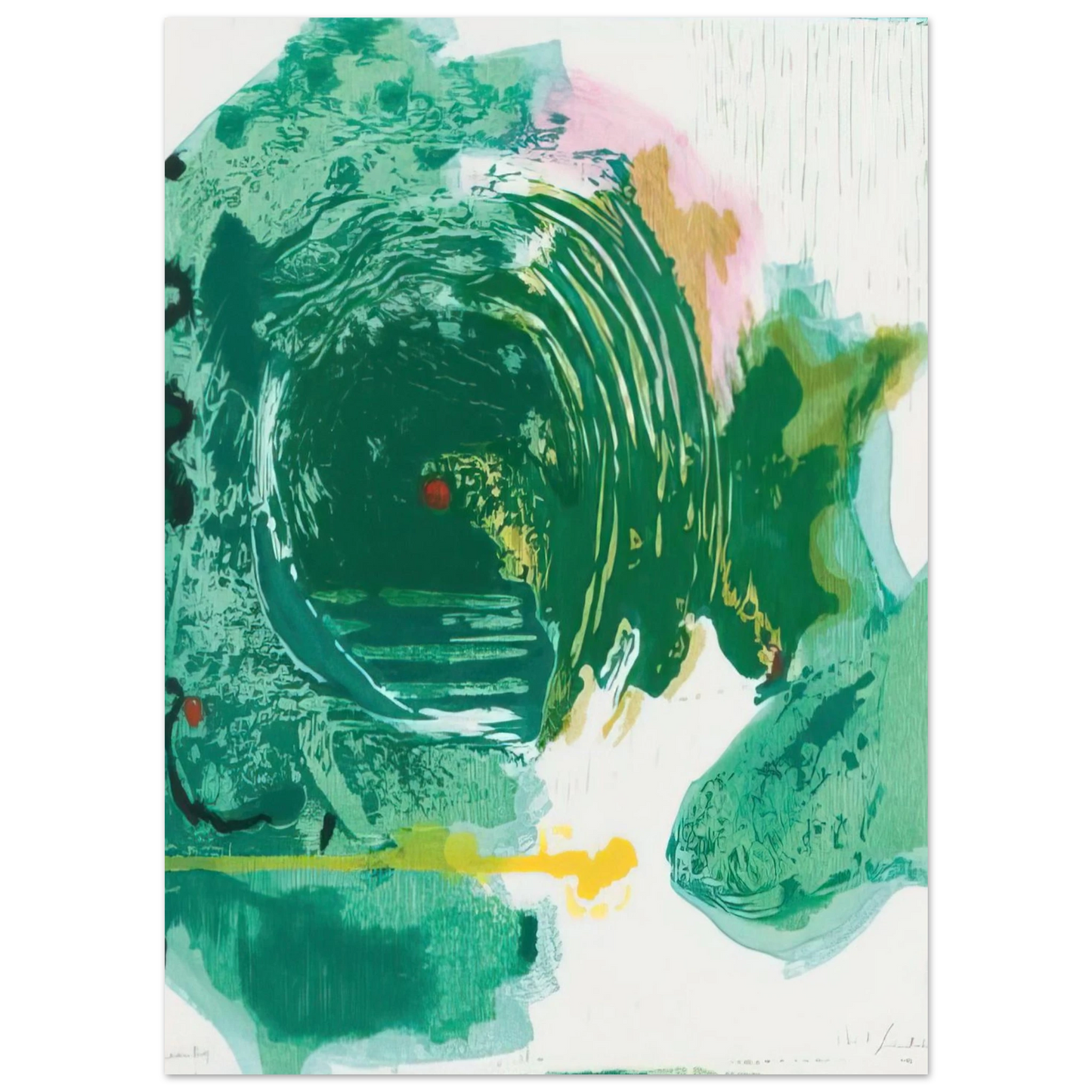 Helen Frankenthaler - Radius - 1993 Wall art - 28x43  cm / XL (11x17 inches) - Premium Wooden Framed Poster With Fine Art Paper-canvas - Wood frame