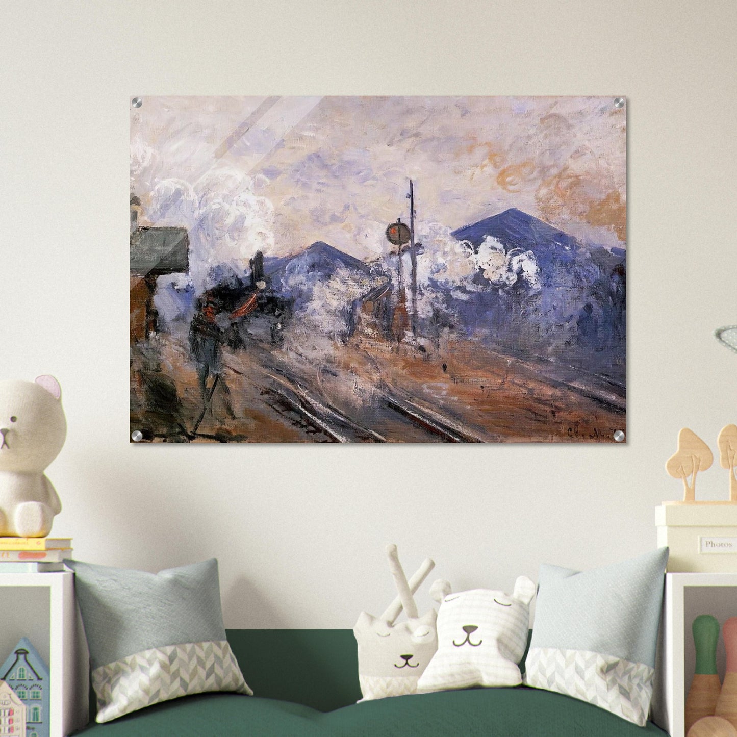 Saint-Lazare Station, Track Coming out - claude monet Acrylic Print - 70x100 cm / 28x40″ inches | claude monet Wall Art | claude monet Prints