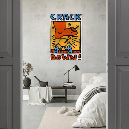 CRACK DOWN 1986 - Keith Haring Brushed Aluminum Print - 70x100 cm / 28x40 inches | Keith Haring Aluminum Print | Keith Haring Prints