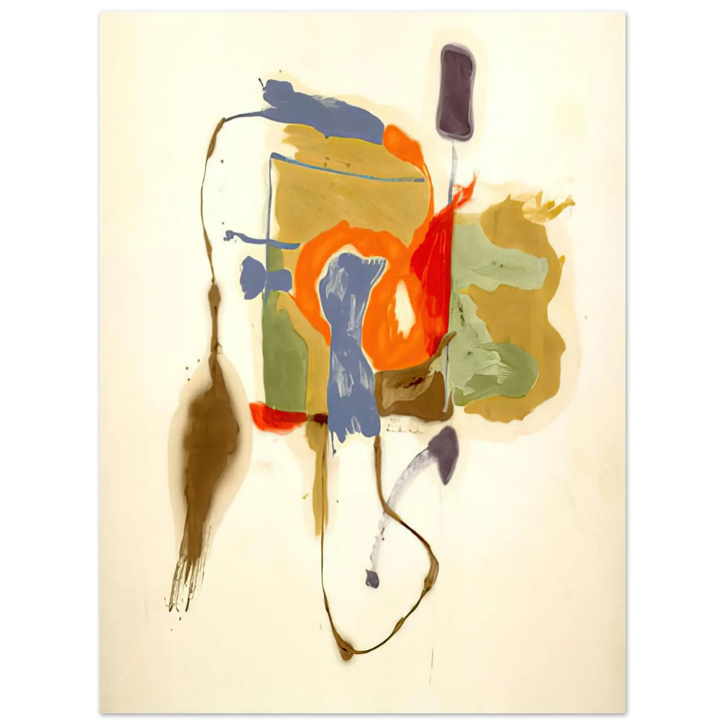 Helen Frankenthaler - Blue Form in a Scene - 1961 Wall art - 40x50 cm / 16x20 Inches - Premium Wooden Framed Poster With Fine Art Paper - White frame