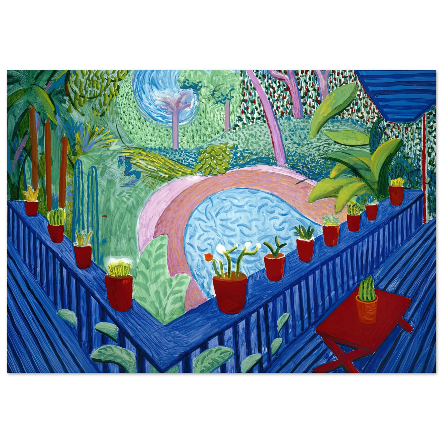 David Hockney - David Hockney Wall art - 28x43  cm / XL (11x17 inches) - Premium Wooden Framed Poster With Fine Art Paper-canvas - Wood frame