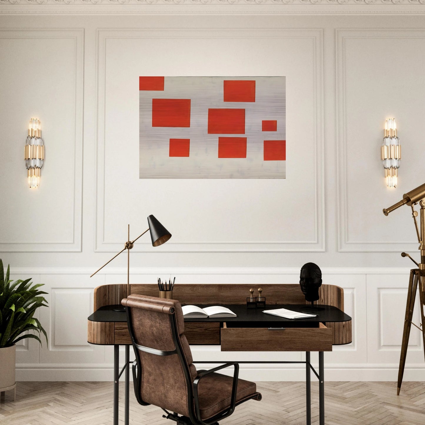 KOMPOSITION MIT 8 ROTEN RECHTECKEN COMPOSITION WITH 8 RED RECTANGLES 1964 - BLINKY PALERMO Brushed Aluminum Print - 70x100 cm / 28x40 inches | BLINKY PALERMO Aluminum Print | BLINKY PALERMO Prints