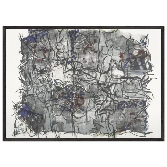 Jute IV - Jean-Paul Riopelle 70x100 cm / 28x40 inches Framed Art Print – Black Wooden Frame